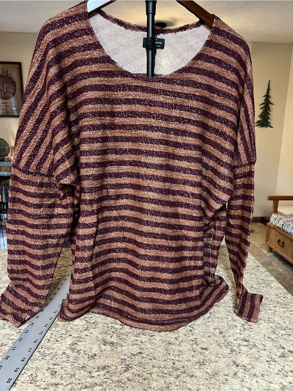 Lucky Brand Terry Knit Women's Sweater Top sweatshirt - Burgundy/Rust XL
